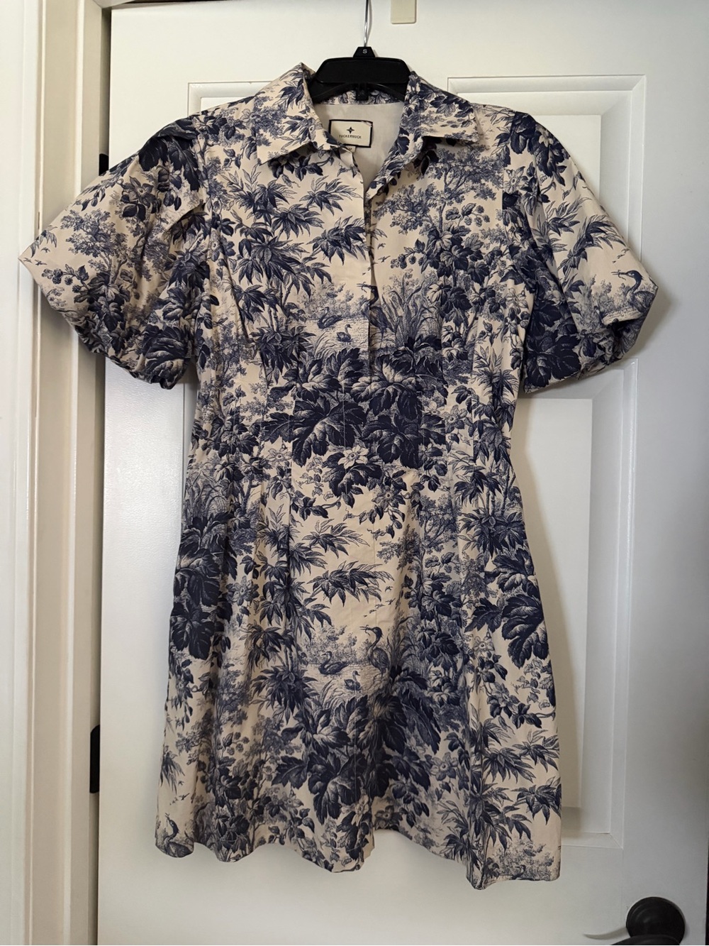 Tuckernuck Blue Floral Collared Shirt Dress on Cream